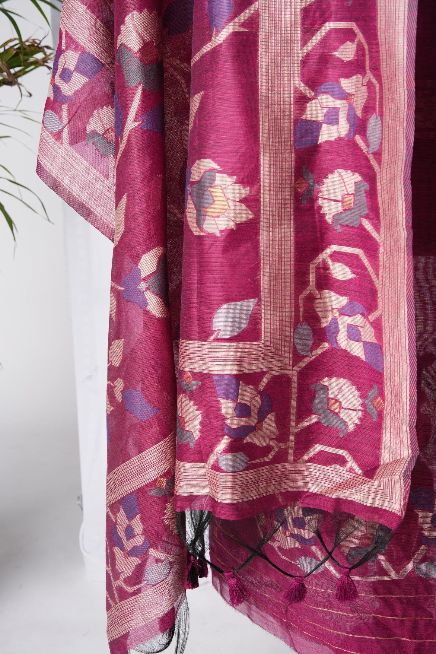 Rich Hues Hot Pink Soft Cotton Jamdani Unstitched Suit Set