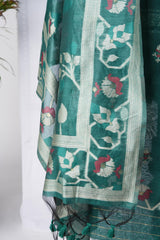 Rich Hues Green Soft Cotton Jamdani Unstitched Suit Set
