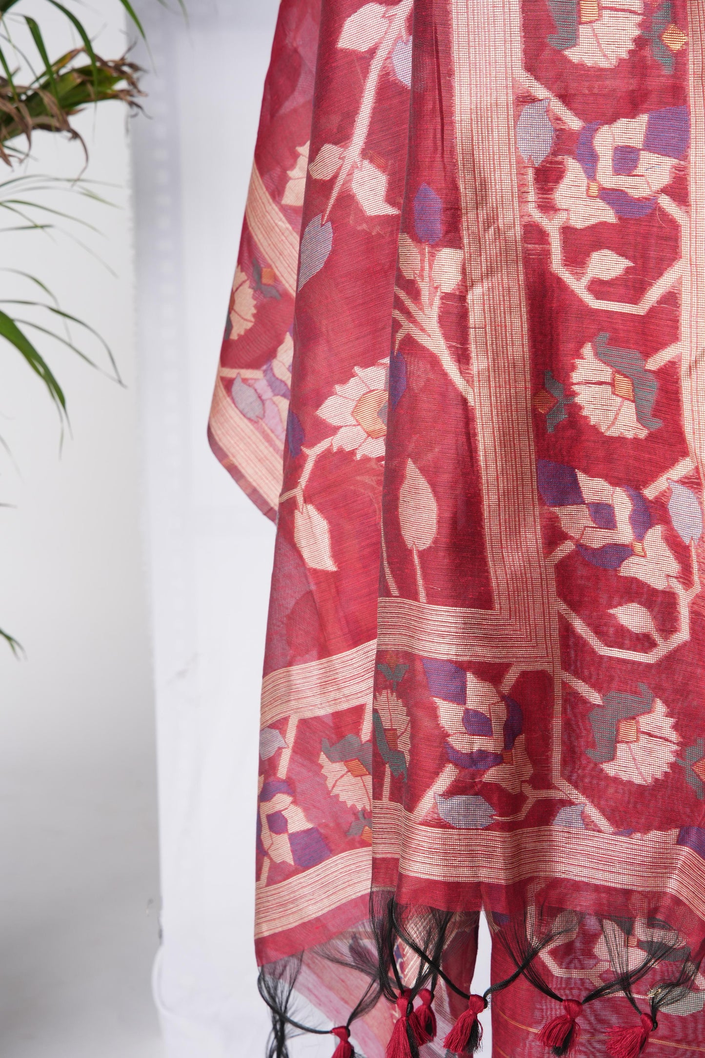 Rich Hues Red Soft Cotton Jamdani Unstitched Suit Set