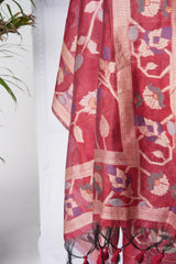 Rich Hues Red Soft Cotton Jamdani Unstitched Suit Set