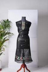 Rich Hues Black Soft Cotton Jamdani Unstitched Suit Set