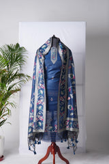 Rich Hues Navy Soft Cotton Jamdani Unstitched Suit Set