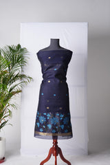 Dream Weaver Navy Muga Cotton Jamdani Unstitched Suit Set