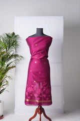 Dream Weaver Rani Pink Muga Cotton Jamdani Unstitched Suit Set