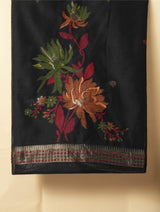 Misty Wefts Black Muga Cotton Jamdani Unstitched Suit Set