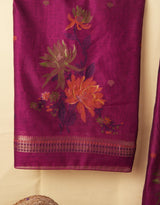 Misty Wefts Rani Pink Muga Cotton Jamdani Unstitched Suit Set