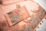 Trendy Tales Peach Cotton Unstitched Suit Set