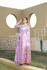 Kaashi Lavender Cotton Jamdani Saree