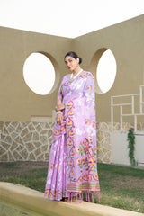 Kaashi Lavender Cotton Jamdani Saree