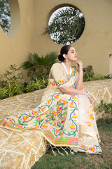 Kaashi Off-White Cotton Jamdani Saree