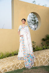 Kaashi White Cotton Jamdani Saree