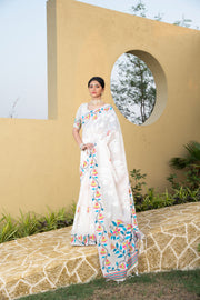 Kaashi White Cotton Jamdani Saree