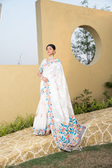 Kaashi White Cotton Jamdani Saree