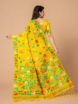 Karvaah Blissful Yellow Cotton Jamdani Saree