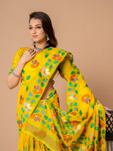 Karvaah Blissful Yellow Cotton Jamdani Saree