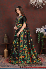 Load image into Gallery viewer, Karvaah Impression Black Cotton Jamdani Saree
