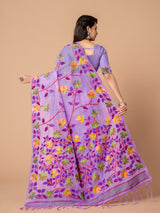 Karvaah Iris Purple Cotton Jamdani Saree