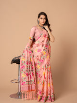 Karvaah Rose Pink Jamdani Saree