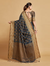 Kashvi Mouse Grey Zari Woven Design Chanderi Cotton Saree