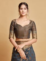 Kashvi Mouse Grey Zari Woven Design Chanderi Cotton Saree