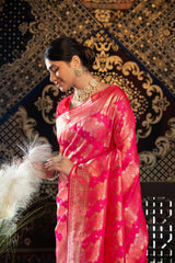 Kavya Silk Pink Banarasi Silk Woven Saree
