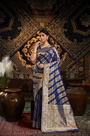 Kavya Silk Navy Banarasi Silk Woven Saree
