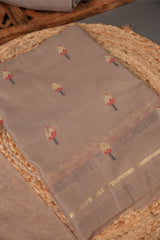 A Freakin Lotus Brown Jamdani Muga Silk Unstitched Suit Set