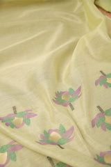 A Freakin Lotus Pista Green Jamdani Muga Silk Unstitched Suit Set