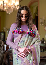 Load image into Gallery viewer, Luxuria Lavender Banarasi Digital Soft Silk Saree
