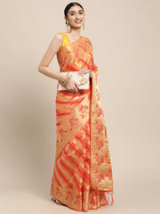 Manvika Melon Orange Organza Saree