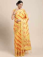 Manvika Gold Yellow Organza Saree