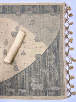Load image into Gallery viewer, Crimson Beige Animal Woven Muga Unstitched Suit Set
