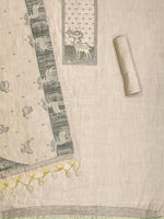 Load image into Gallery viewer, Crimson Beige Animal Woven Muga Unstitched Suit Set

