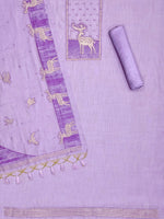 Load image into Gallery viewer, Crimson Lavender Animal Woven Muga Unstitched Suit Set
