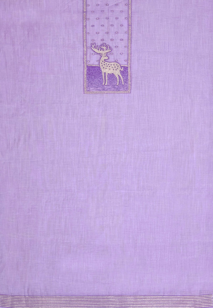 Crimson Lavender Animal Woven Muga Unstitched Suit Set