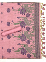 Bohemian Bliss Pink Muga Cotton Unstitched Suit Set