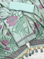 Load image into Gallery viewer, Bohemian Bliss Sea Green Muga Cotton Unstitched Suit Set
