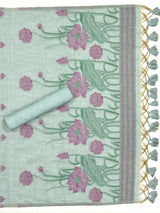 Bohemian Bliss Sea Green Muga Cotton Unstitched Suit Set