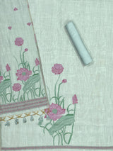 Bohemian Bliss Sea Green Muga Cotton Unstitched Suit Set