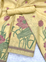 Load image into Gallery viewer, Bohemian Bliss Yellow Muga Cotton Unstitched Suit Set
