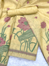 Bohemian Bliss Yellow Muga Cotton Unstitched Suit Set