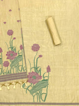 Bohemian Bliss Yellow Muga Cotton Unstitched Suit Set