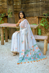 Pumpkin Orange Muga Cotton Saree