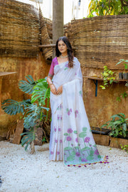 Amethyst Purple Muga Cotton Saree