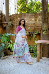 Amethyst Purple Muga Cotton Saree