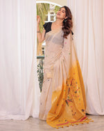 Load image into Gallery viewer, Mustard Yellow Muga Cotton Woven Saree
