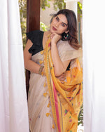 Load image into Gallery viewer, Mustard Yellow Muga Cotton Woven Saree
