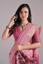 Load image into Gallery viewer, Jissa Pink Muga Cotton Pichwai Saree
