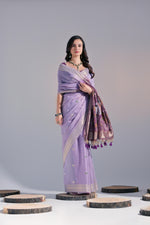 Load image into Gallery viewer, Jissa Lavender Muga Cotton Pichwai Saree
