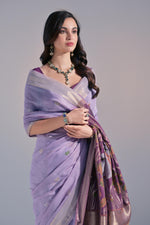 Load image into Gallery viewer, Jissa Lavender Muga Cotton Pichwai Saree
